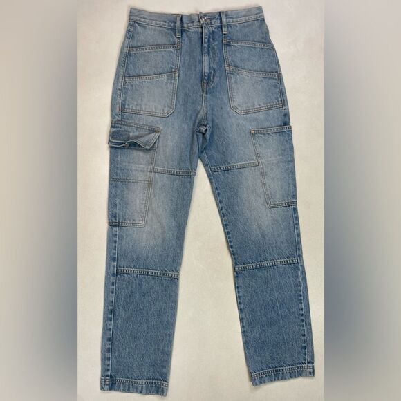 SLVRLAKE Savior High Rise Cargo Denim Jeans Women Size 28 Blue